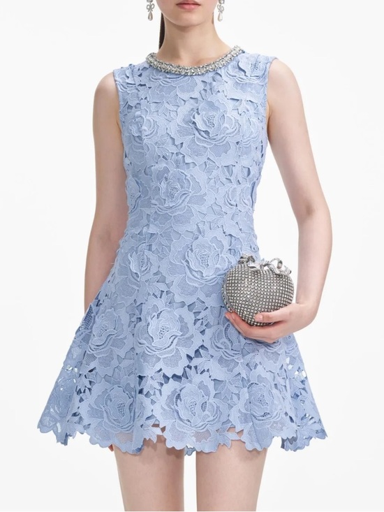 Self-Portrait Dresses & Skirts - SELF-PORTRAIT Blue Flower Lace Mini Dress
